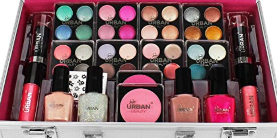 love urban beauty  60 piece dazzling vanity case cosmetic beauty travel carry box gift set,